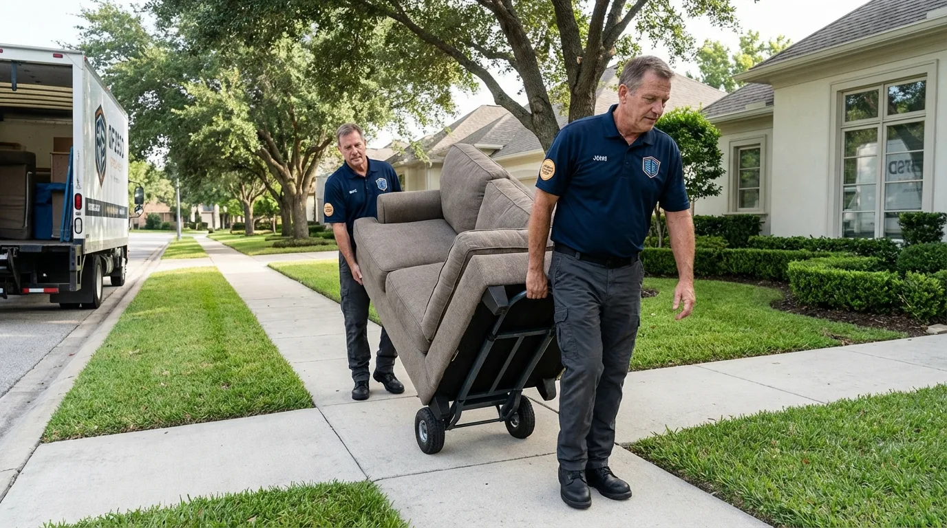 Local residential moving crew loading furniture in Lincolnshire, IL